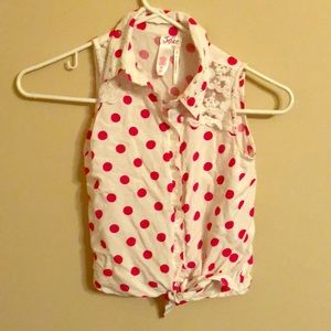 Kids/girls button down cut off sleeves. Justice S8